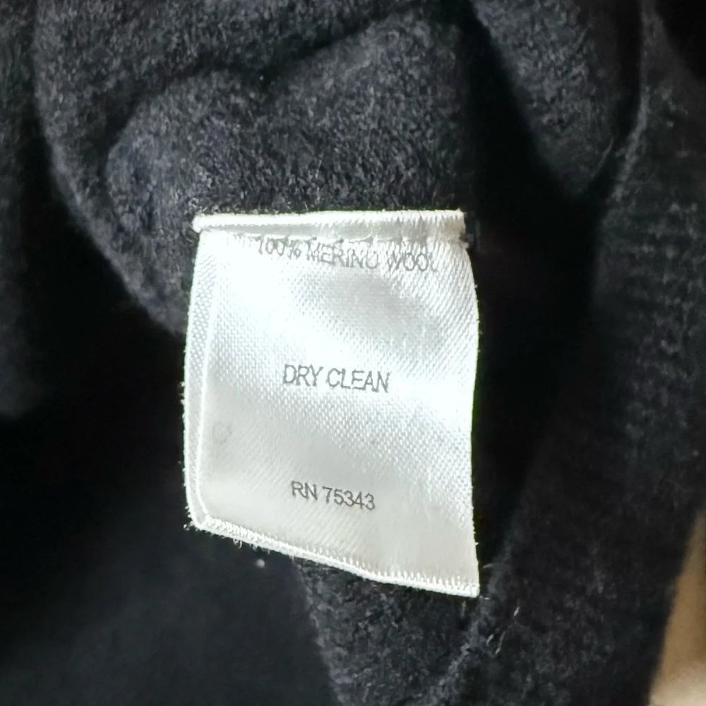 DAVIS & SQUIRE 100% Merino Wool Warm Quarter Button Preppy Black Polo Sweater